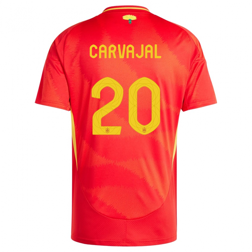 Dame Spania Daniel Carvajal #20 Rød Hjemmetrøye Drakt Trøye 24-26 Skjorter T-Skjorte