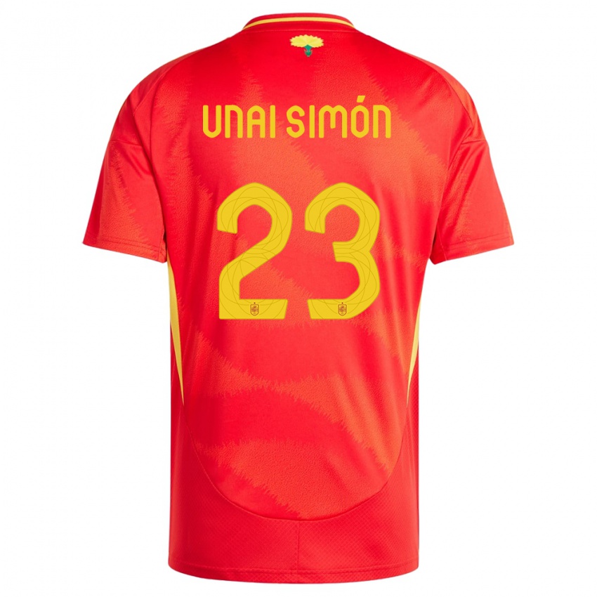 Dame Spania Unai Simon #23 Rød Hjemmetrøye Drakt Trøye 24-26 Skjorter T-Skjorte