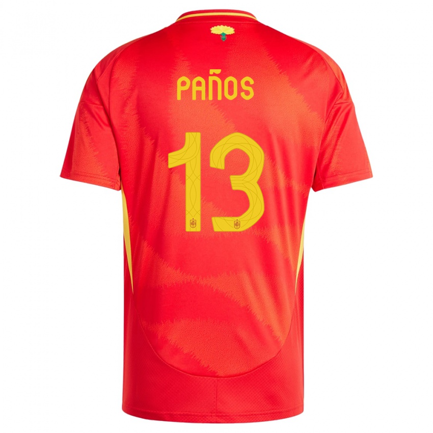 Dame Spania Sandra Panos #13 Rød Hjemmetrøye Drakt Trøye 24-26 Skjorter T-Skjorte