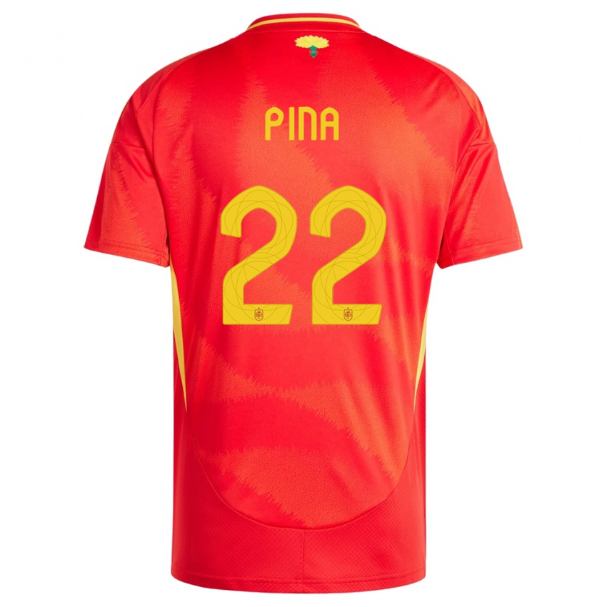 Dame Spania Claudia Pina #22 Rød Hjemmetrøye Drakt Trøye 24-26 Skjorter T-Skjorte