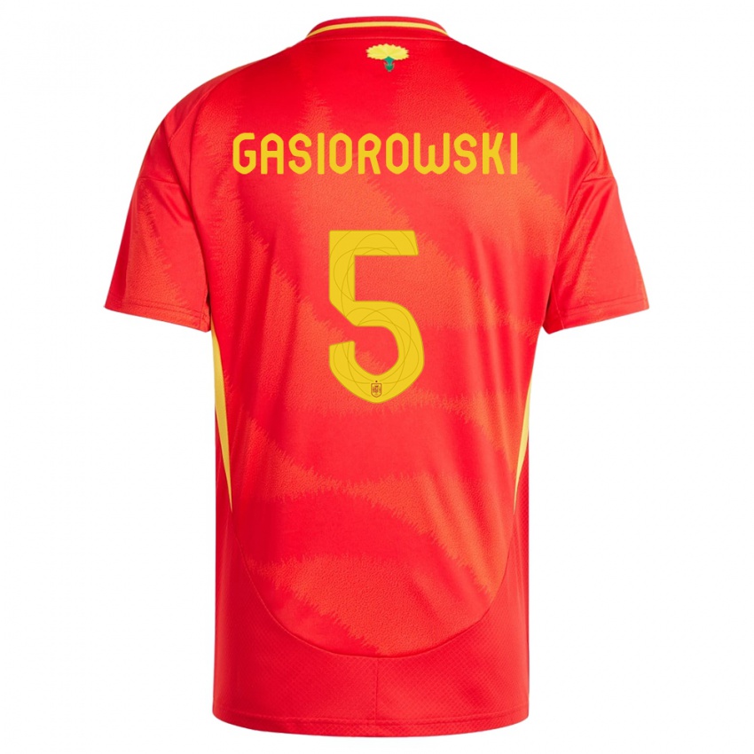 Dame Spania Yarek Gasiorowski #5 Rød Hjemmetrøye Drakt Trøye 24-26 Skjorter T-Skjorte
