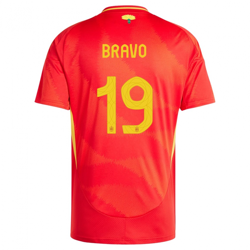 Dame Spania Iker Bravo #19 Rød Hjemmetrøye Drakt Trøye 24-26 Skjorter T-Skjorte