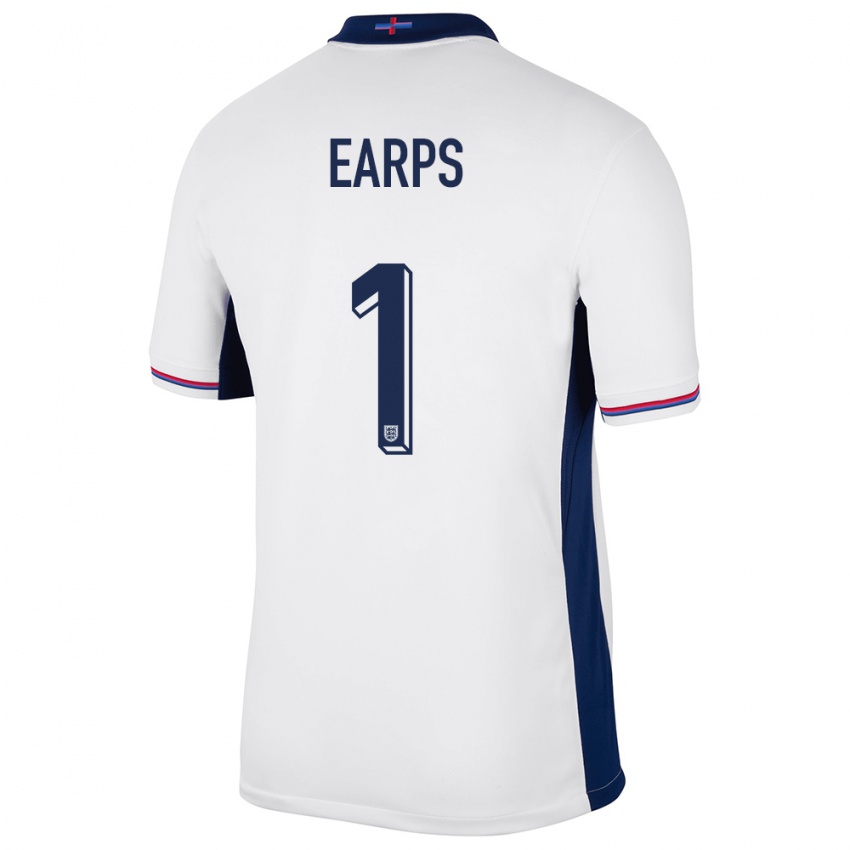 Dame England Mary Earps #1 Hvit Hjemmetrøye Drakt Trøye 24-26 Skjorter T-Skjorte