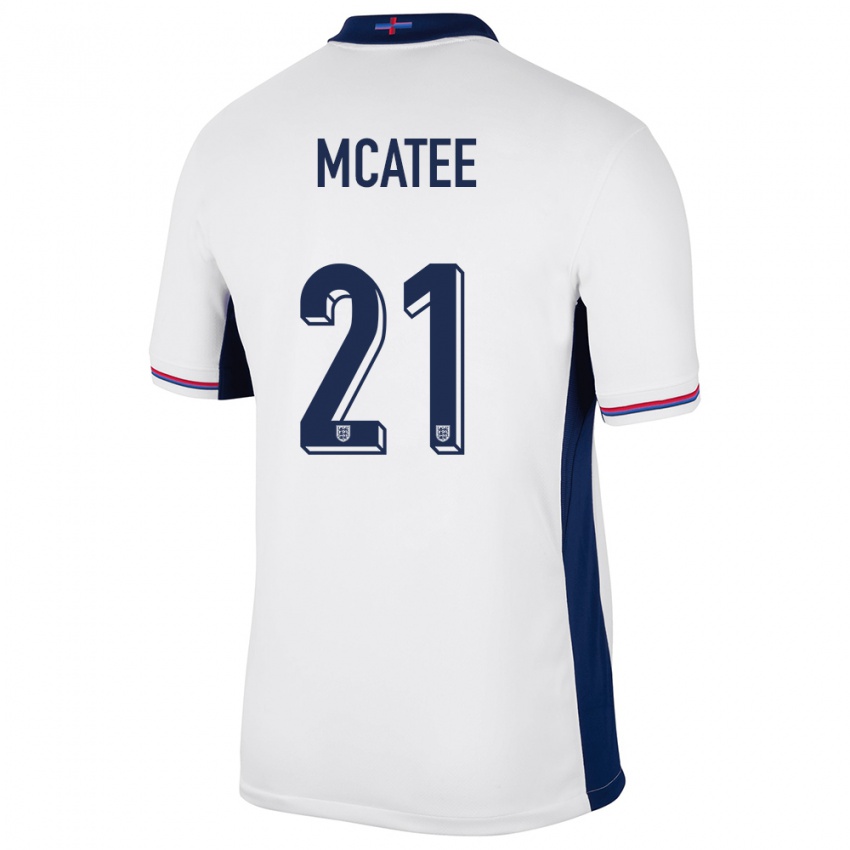 Dame England James Mcatee #21 Hvit Hjemmetrøye Drakt Trøye 24-26 Skjorter T-Skjorte