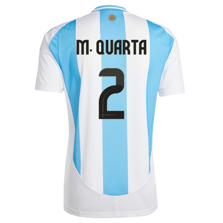 Dame Argentina Lucas Martinez Quarta #2 Hvit Blå Hjemmetrøye Drakt Trøye 24-26 Skjorter T-Skjorte