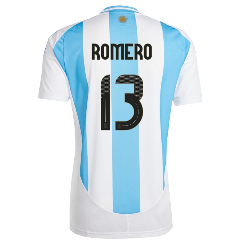 Dame Argentina Cristian Romero #13 Hvit Blå Hjemmetrøye Drakt Trøye 24-26 Skjorter T-Skjorte