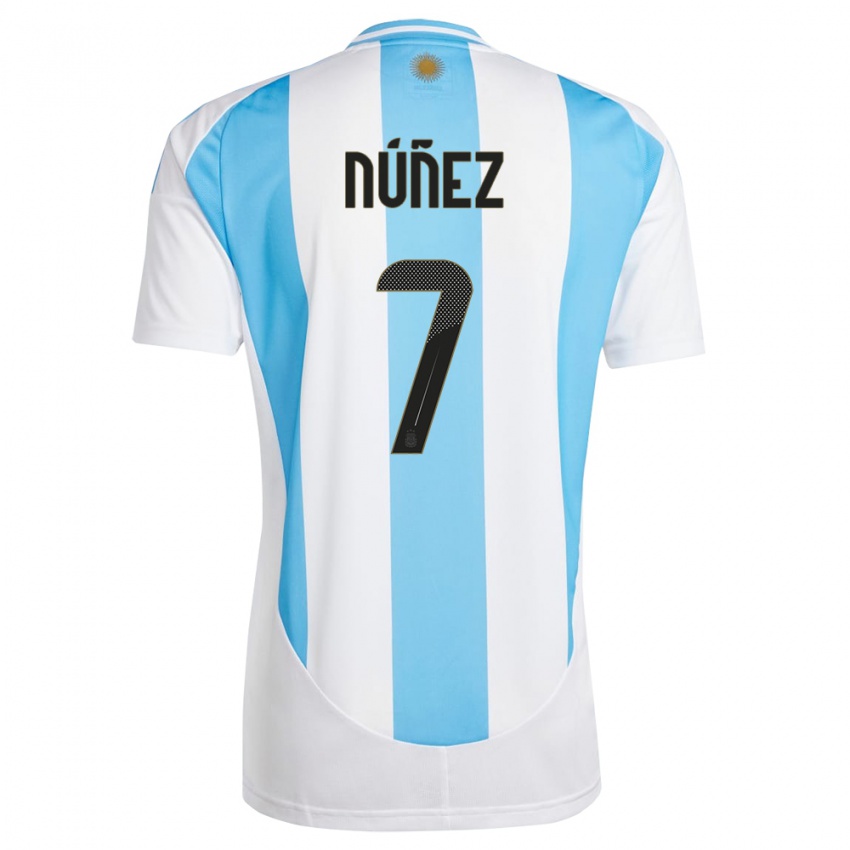 Dame Argentina Romina Nunez #7 Hvit Blå Hjemmetrøye Drakt Trøye 24-26 Skjorter T-Skjorte