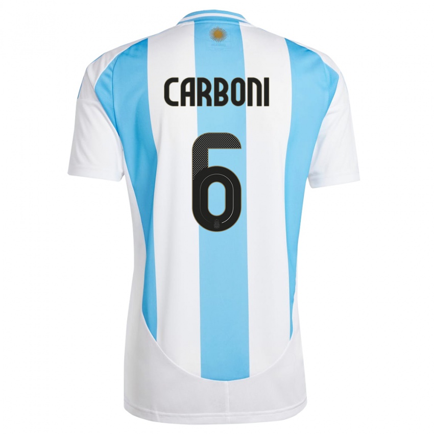 Dame Argentina Franco Carboni #6 Hvit Blå Hjemmetrøye Drakt Trøye 24-26 Skjorter T-Skjorte