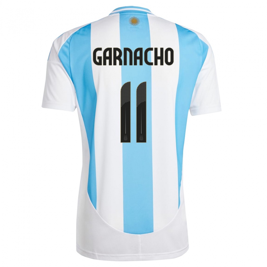 Dame Argentina Alejandro Garnacho #11 Hvit Blå Hjemmetrøye Drakt Trøye 24-26 Skjorter T-Skjorte