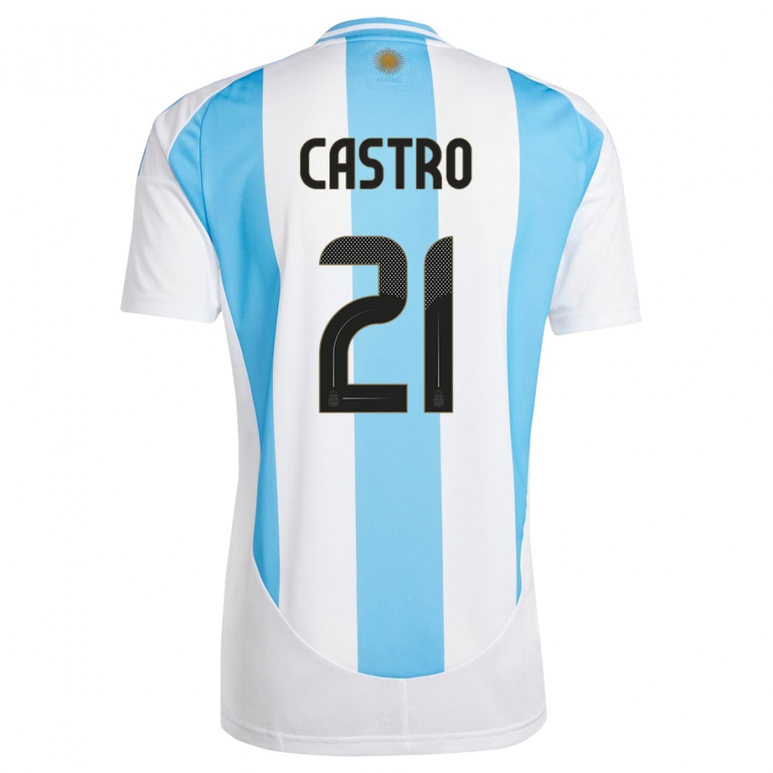 Dame Argentina Santiago Castro #21 Hvit Blå Hjemmetrøye Drakt Trøye 24-26 Skjorter T-Skjorte