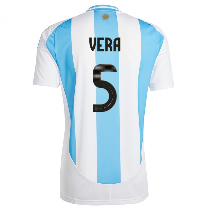 Dame Argentina Fausto Vera #5 Hvit Blå Hjemmetrøye Drakt Trøye 24-26 Skjorter T-Skjorte