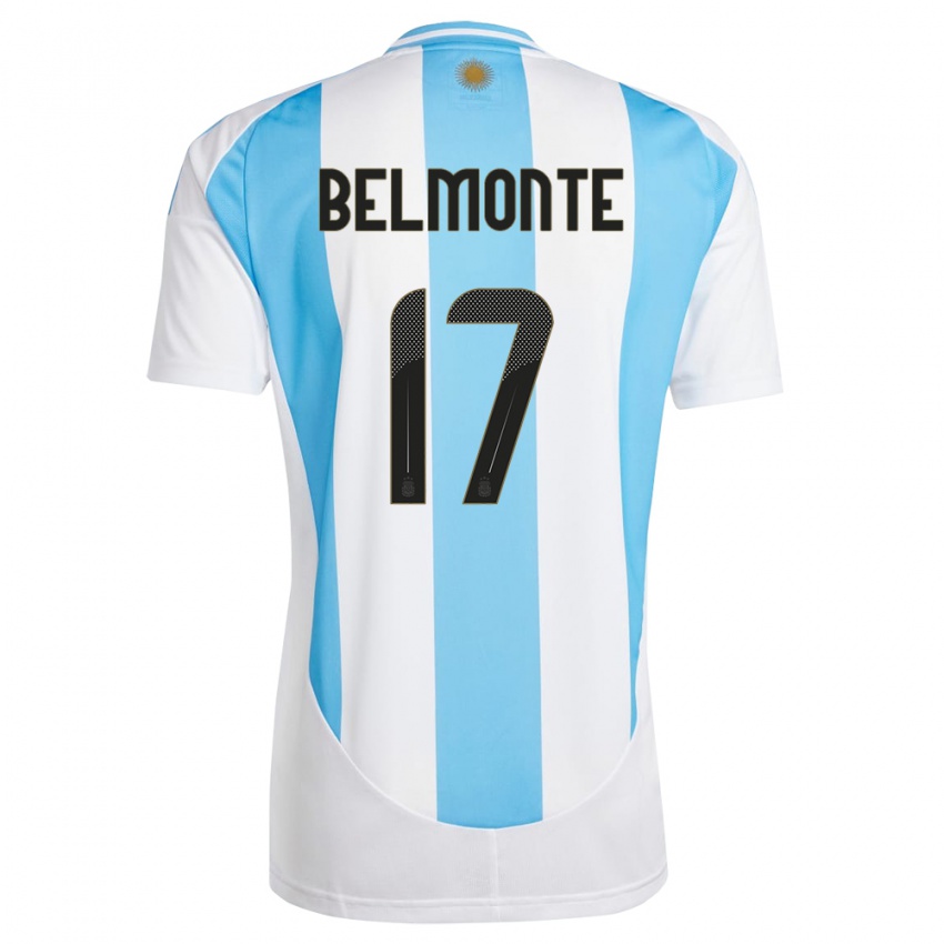 Dame Argentina Tomas Belmonte #17 Hvit Blå Hjemmetrøye Drakt Trøye 24-26 Skjorter T-Skjorte