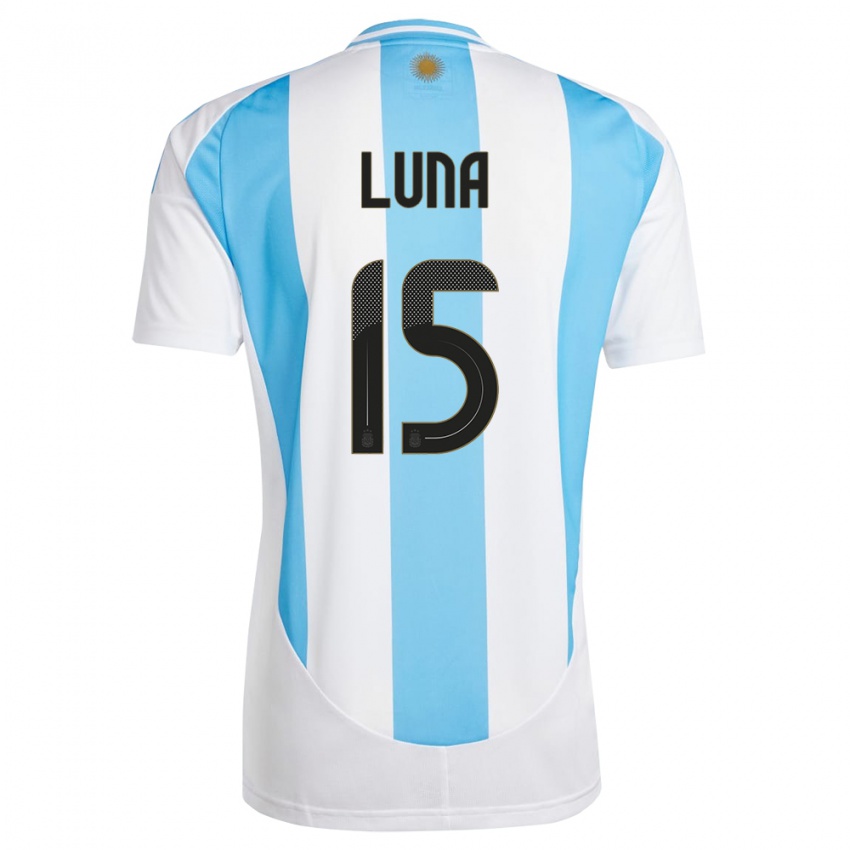 Dame Argentina Alex Luna #15 Hvit Blå Hjemmetrøye Drakt Trøye 24-26 Skjorter T-Skjorte