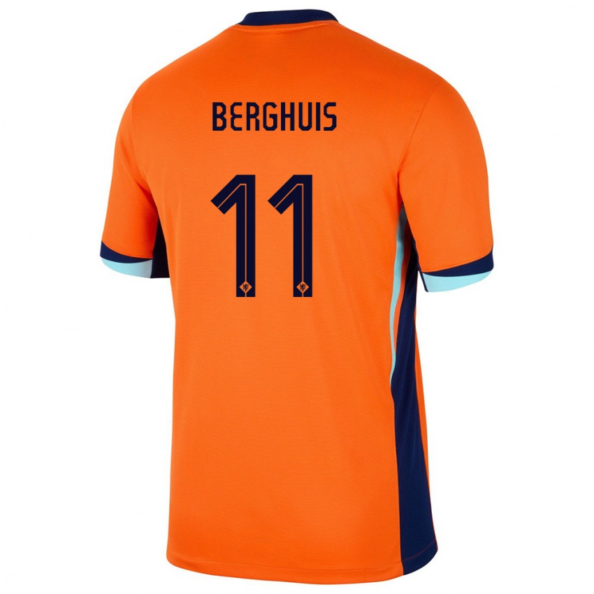 Dame Nederland Steven Berghuis #11 Oransje Hjemmetrøye Drakt Trøye 24-26 Skjorter T-Skjorte