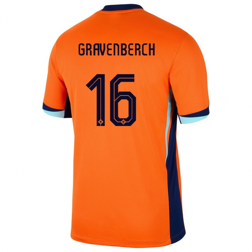 Dame Nederland Ryan Gravenberch #16 Oransje Hjemmetrøye Drakt Trøye 24-26 Skjorter T-Skjorte