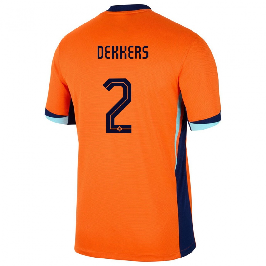 Dame Nederland Sem Dekkers #2 Oransje Hjemmetrøye Drakt Trøye 24-26 Skjorter T-Skjorte