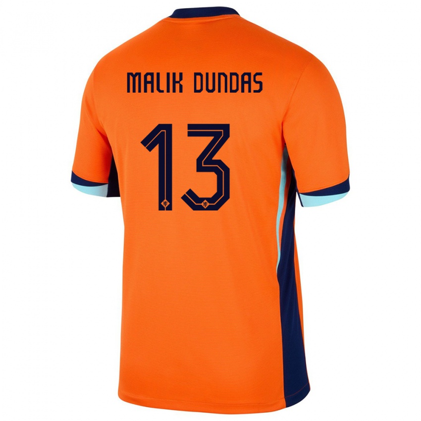 Dame Nederland Noa Malik Dundas #13 Oransje Hjemmetrøye Drakt Trøye 24-26 Skjorter T-Skjorte