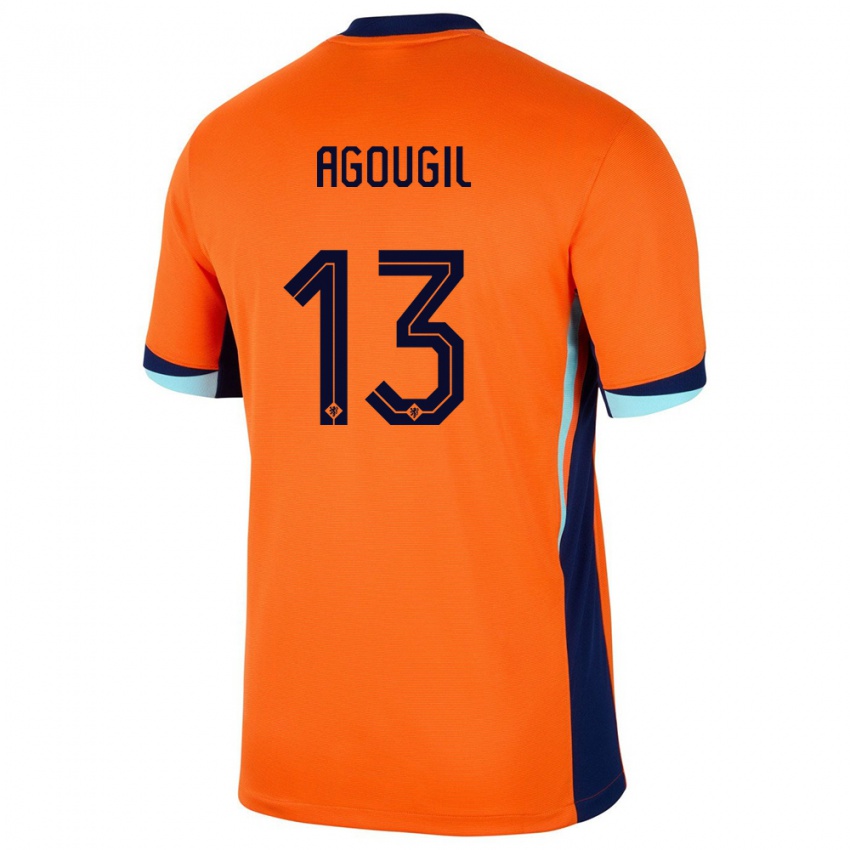 Dame Nederland Oualid Agougil #13 Oransje Hjemmetrøye Drakt Trøye 24-26 Skjorter T-Skjorte