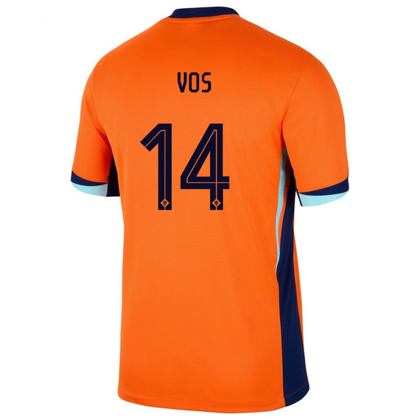 Dame Nederland Silvano Vos #14 Oransje Hjemmetrøye Drakt Trøye 24-26 Skjorter T-Skjorte