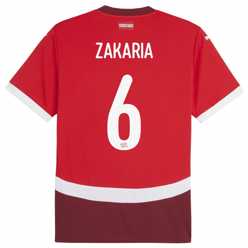 Dame Sveits Denis Zakaria #6 Rød Hjemmetrøye Drakt Trøye 24-26 Skjorter T-Skjorte