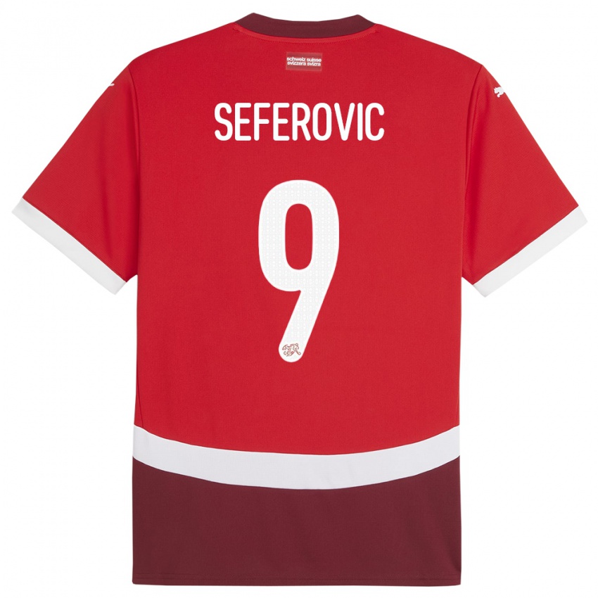 Dame Sveits Haris Seferovic #9 Rød Hjemmetrøye Drakt Trøye 24-26 Skjorter T-Skjorte
