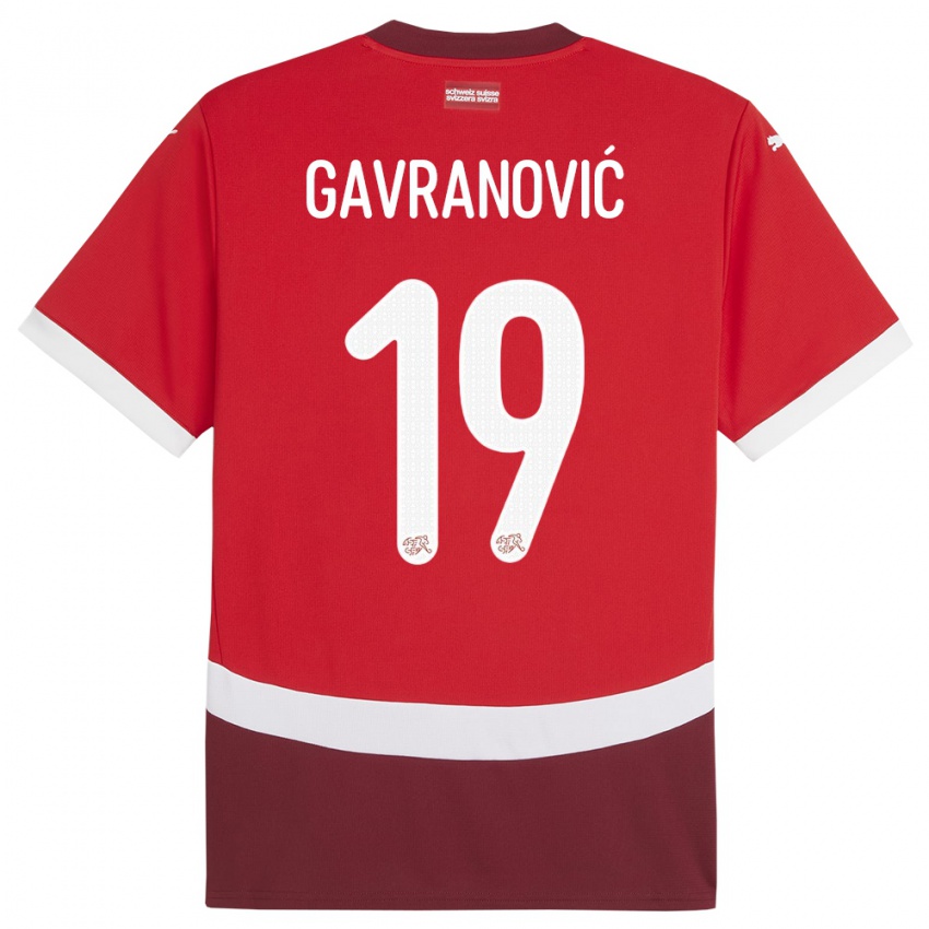 Dame Sveits Mario Gavranovic #19 Rød Hjemmetrøye Drakt Trøye 24-26 Skjorter T-Skjorte