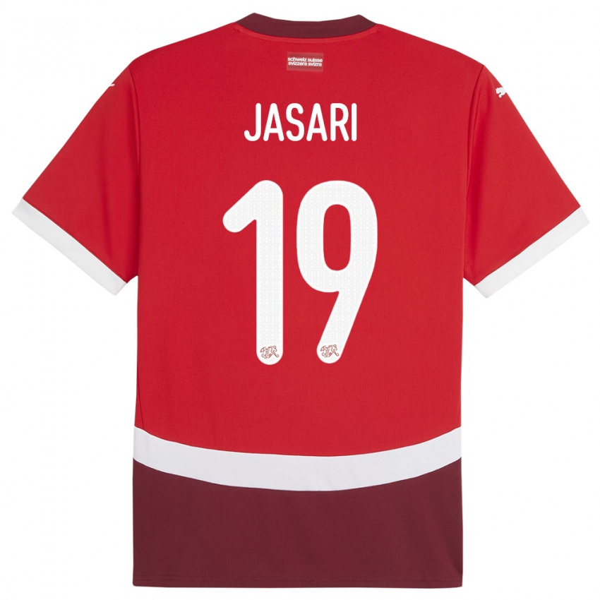 Dame Sveits Ardon Jasari #19 Rød Hjemmetrøye Drakt Trøye 24-26 Skjorter T-Skjorte