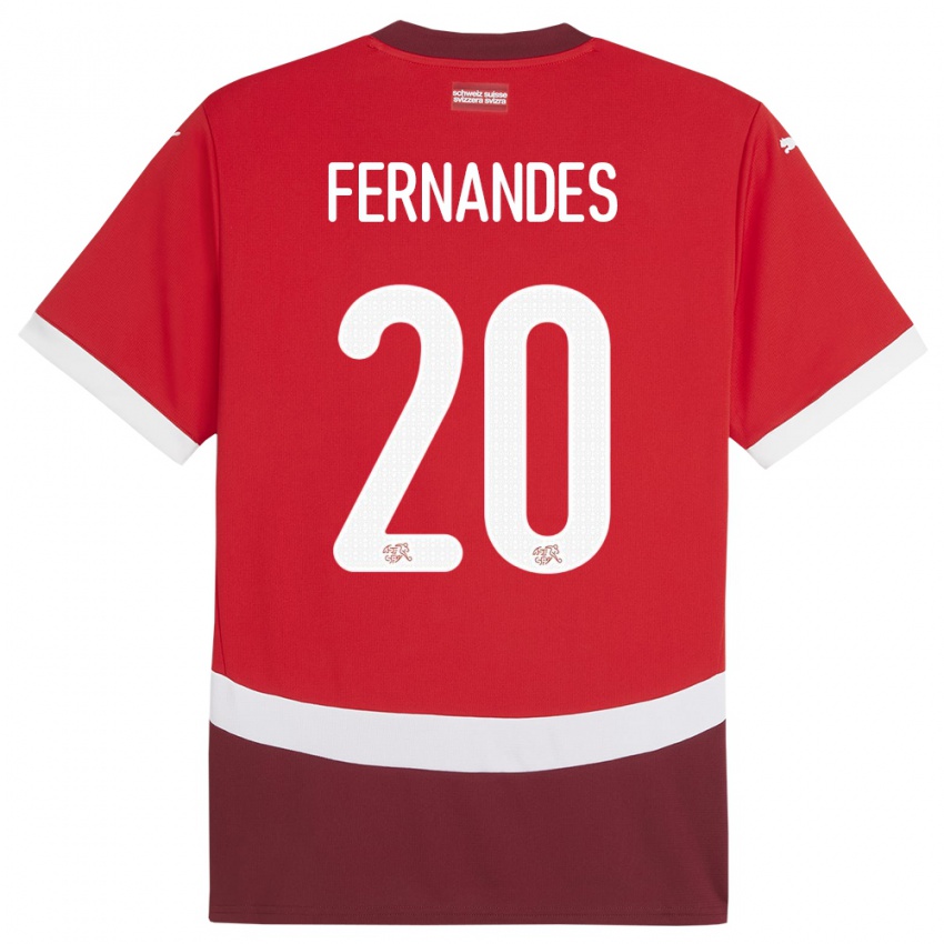 Dame Sveits Edimilson Fernandes #20 Rød Hjemmetrøye Drakt Trøye 24-26 Skjorter T-Skjorte