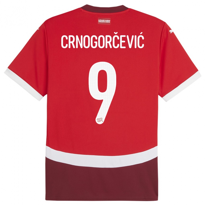 Dame Sveits Ana Maria Crnogorcevic #9 Rød Hjemmetrøye Drakt Trøye 24-26 Skjorter T-Skjorte