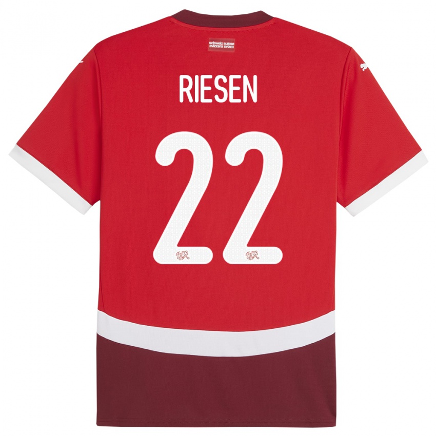 Dame Sveits Nadine Riesen #22 Rød Hjemmetrøye Drakt Trøye 24-26 Skjorter T-Skjorte