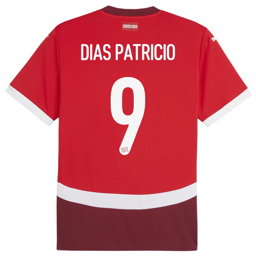 Dame Sveits Alexandre Dias Patricio #9 Rød Hjemmetrøye Drakt Trøye 24-26 Skjorter T-Skjorte