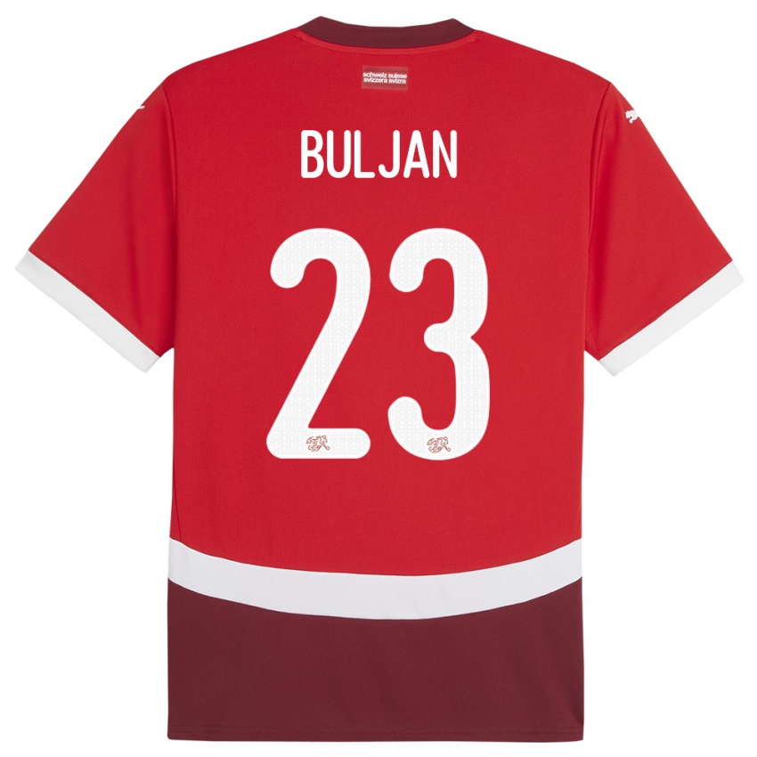 Dame Sveits Leo Buljan #23 Rød Hjemmetrøye Drakt Trøye 24-26 Skjorter T-Skjorte