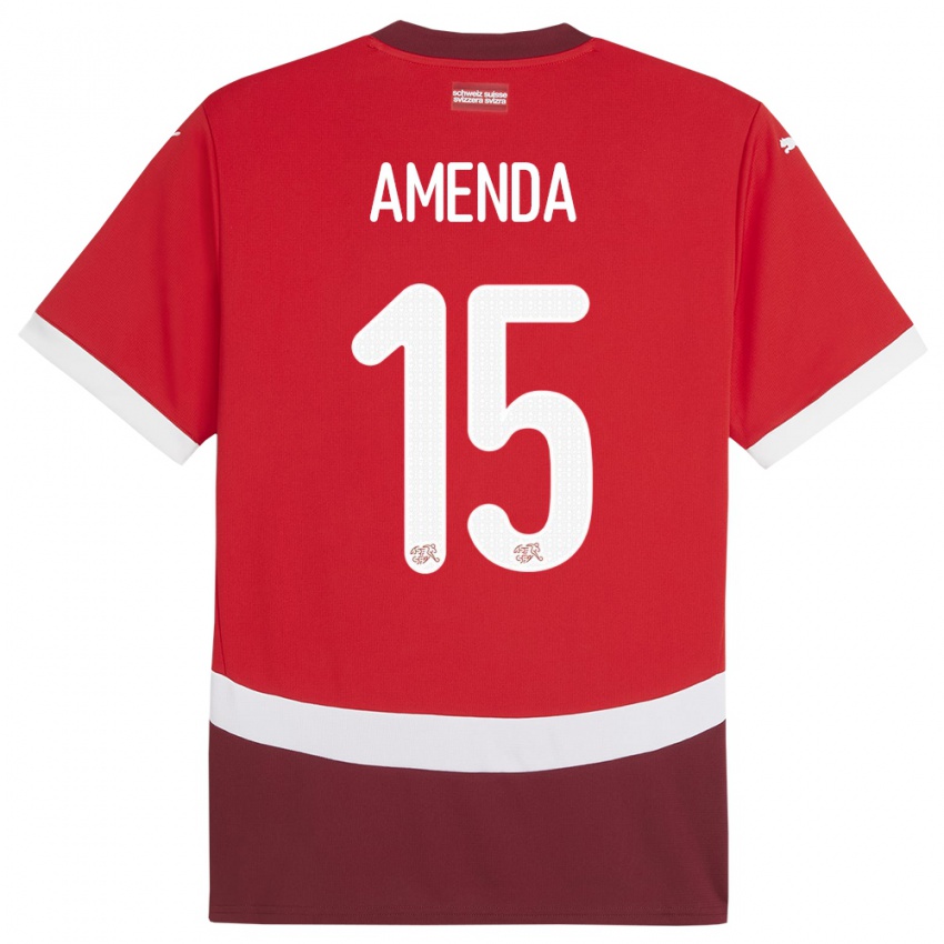 Dame Sveits Aurele Amenda #15 Rød Hjemmetrøye Drakt Trøye 24-26 Skjorter T-Skjorte