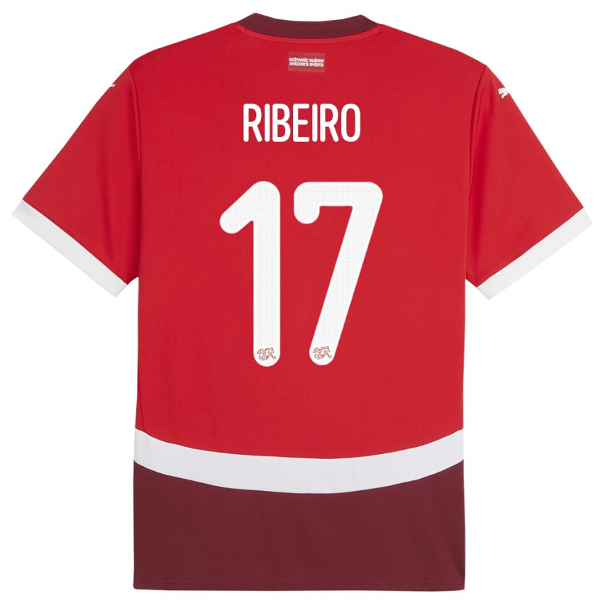 Dame Sveits Joel Ribeiro #17 Rød Hjemmetrøye Drakt Trøye 24-26 Skjorter T-Skjorte