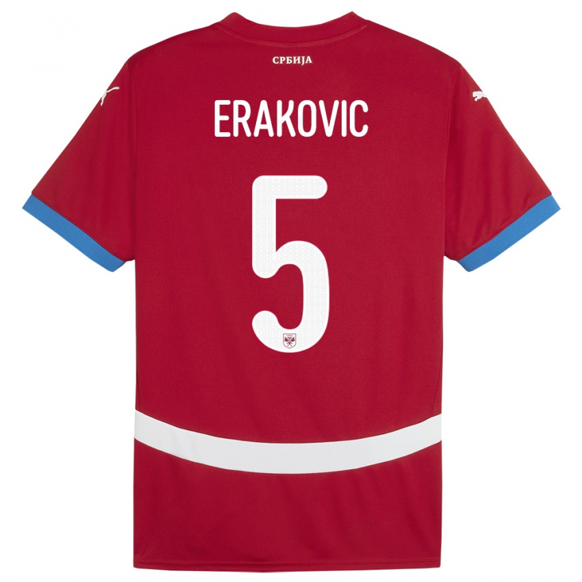 Dame Serbia Strahinja Erakovic #5 Rød Hjemmetrøye Drakt Trøye 24-26 Skjorter T-Skjorte