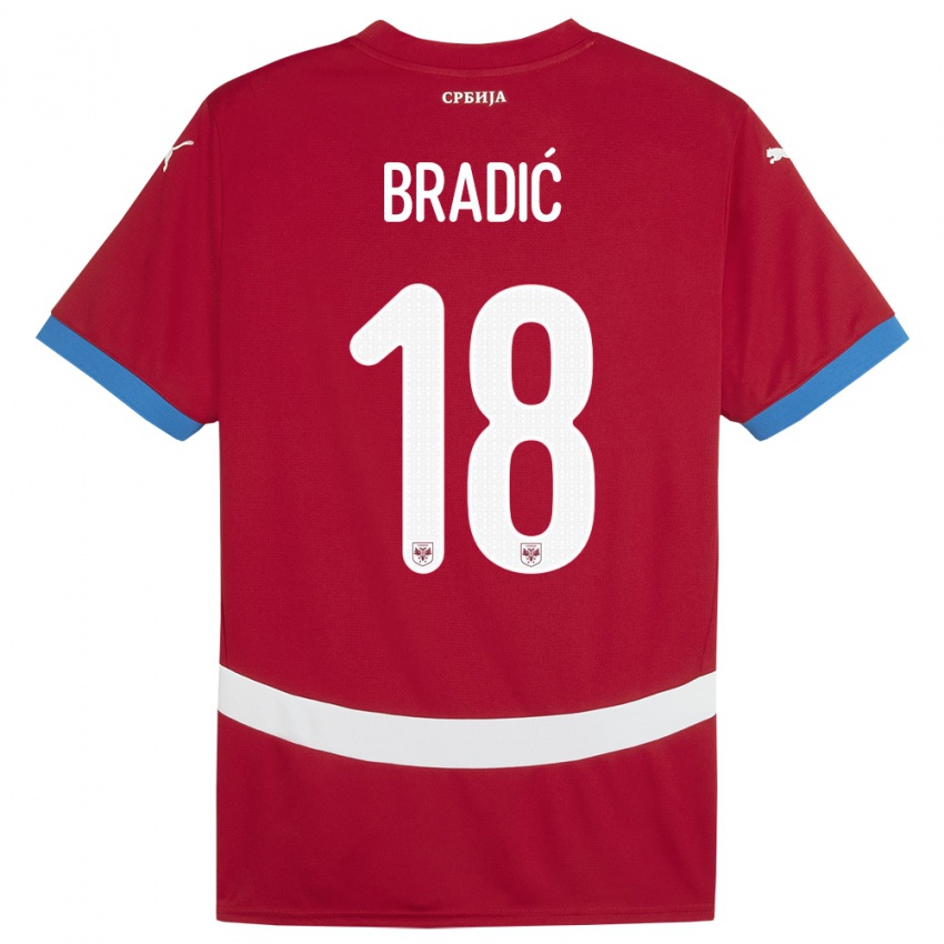 Dame Serbia Biljana Bradic #18 Rød Hjemmetrøye Drakt Trøye 24-26 Skjorter T-Skjorte