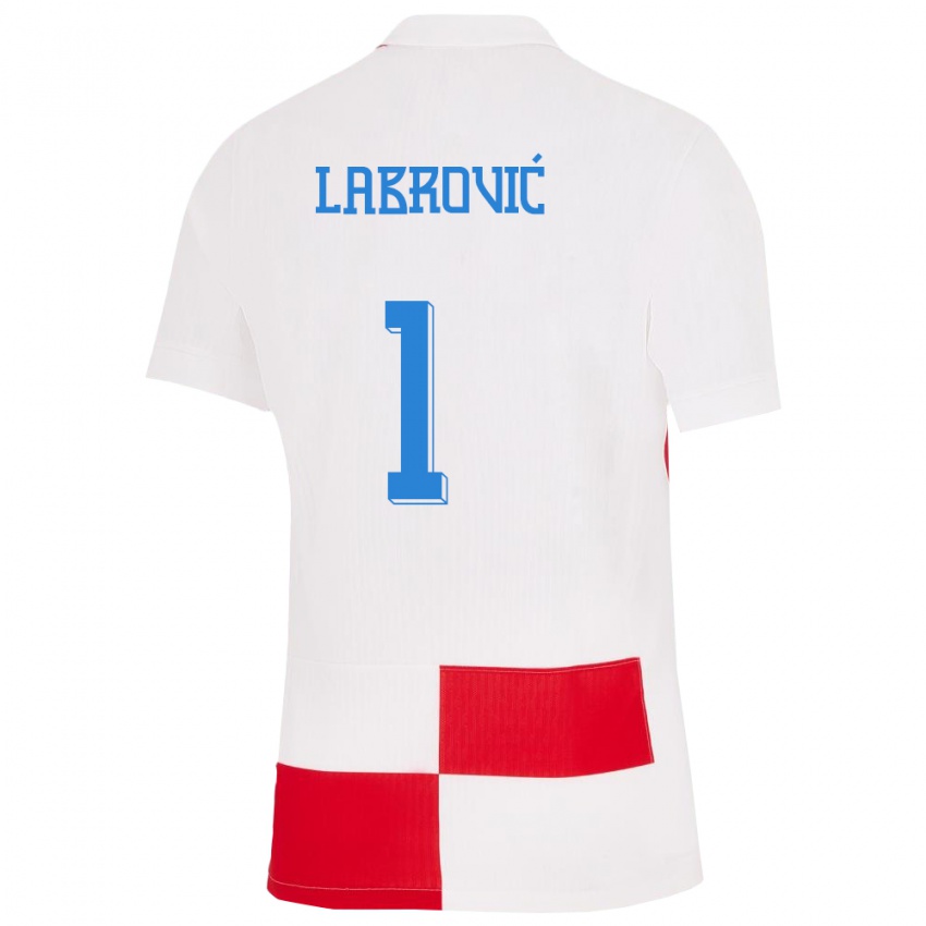 Dame Kroatia Nediljko Labrovic #1 Hvit Rød Hjemmetrøye Drakt Trøye 24-26 Skjorter T-Skjorte