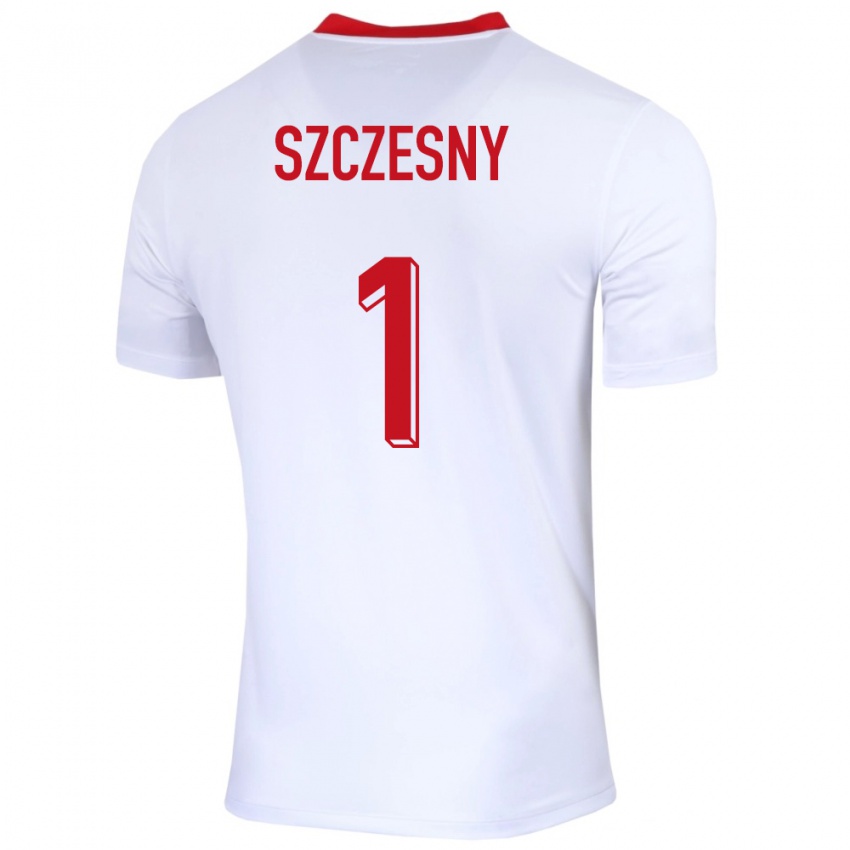 Dame Polen Wojciech Szczesny #1 Hvit Hjemmetrøye Drakt Trøye 24-26 Skjorter T-Skjorte