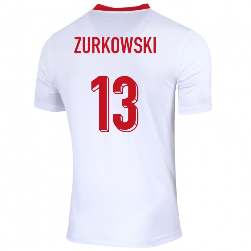 Dame Polen Szymon Zurkowski #13 Hvit Hjemmetrøye Drakt Trøye 24-26 Skjorter T-Skjorte