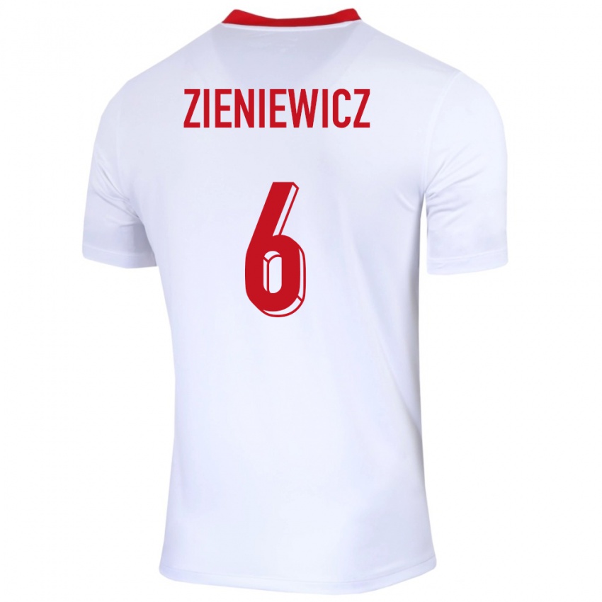 Dame Polen Wiktoria Zieniewicz #6 Hvit Hjemmetrøye Drakt Trøye 24-26 Skjorter T-Skjorte