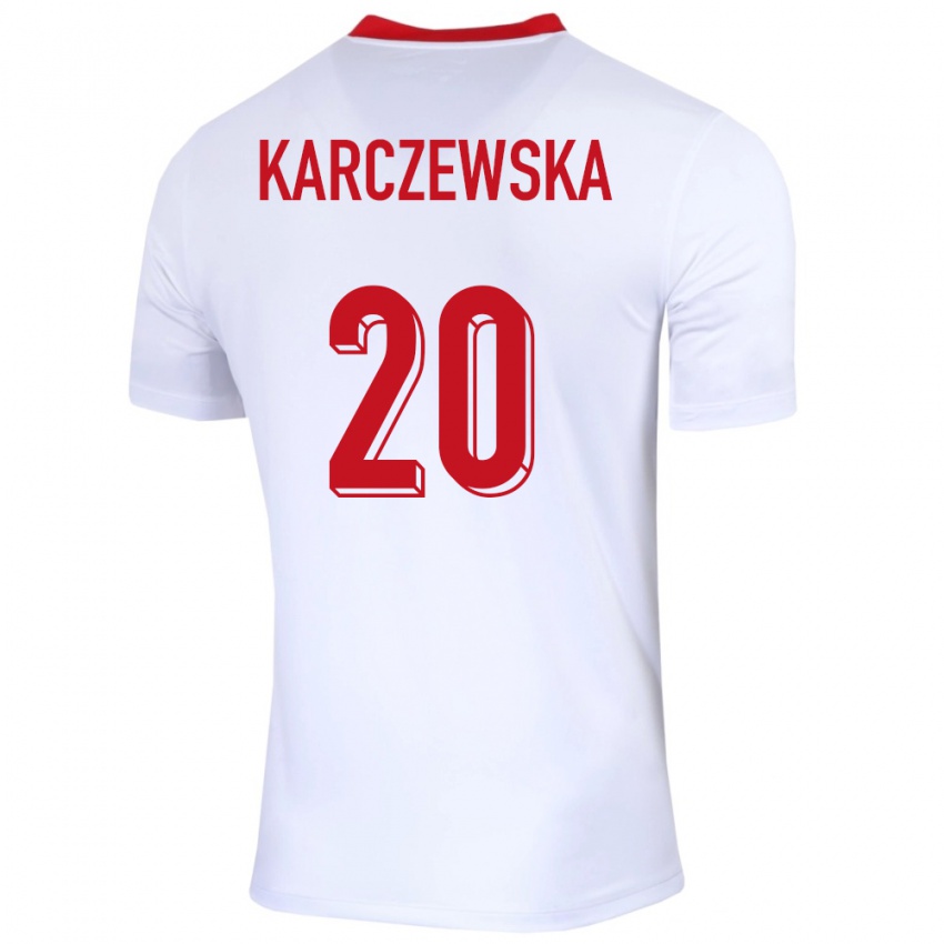 Dame Polen Nikola Karczewska #20 Hvit Hjemmetrøye Drakt Trøye 24-26 Skjorter T-Skjorte