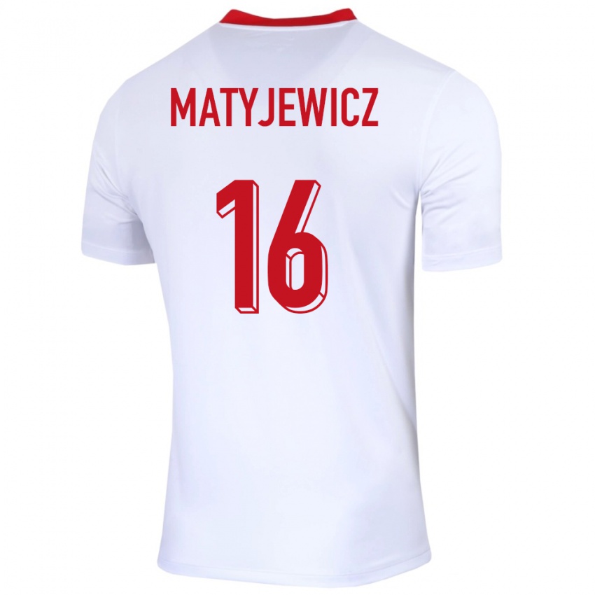 Dame Polen Wiktor Matyjewicz #16 Hvit Hjemmetrøye Drakt Trøye 24-26 Skjorter T-Skjorte