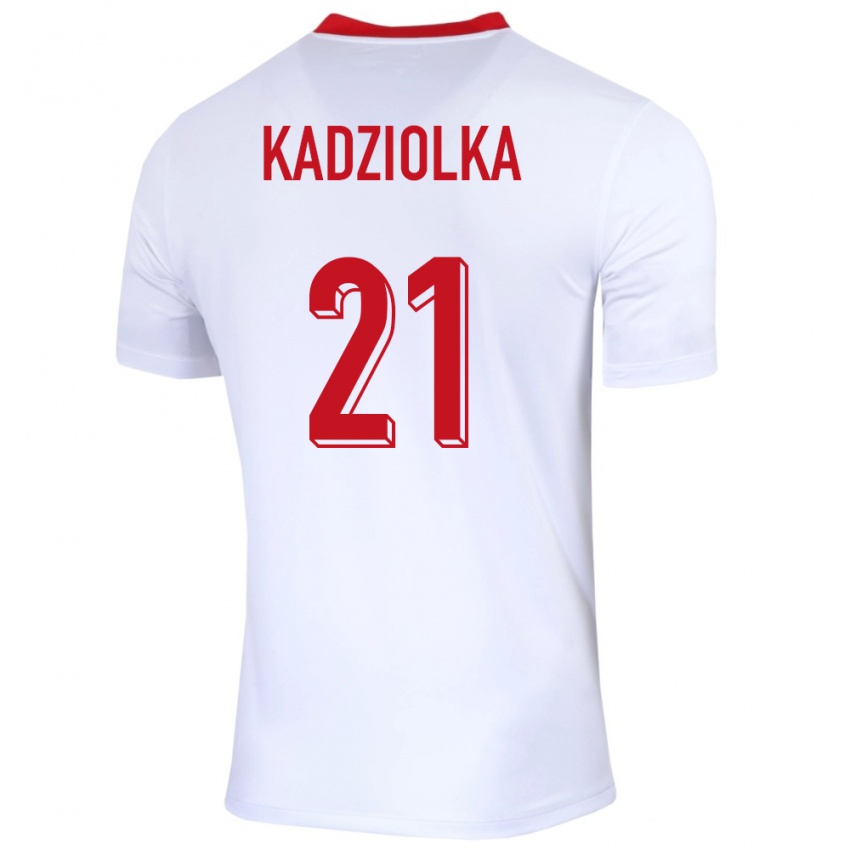 Dame Polen Szymon Kadziolka #21 Hvit Hjemmetrøye Drakt Trøye 24-26 Skjorter T-Skjorte
