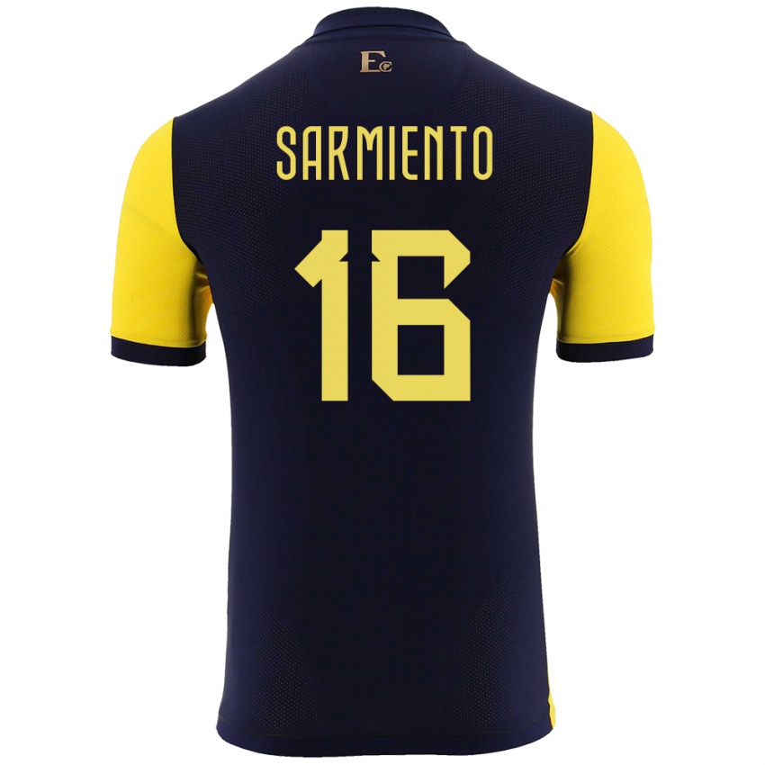 Dame Ecuador Jeremy Sarmiento #16 Gul Hjemmetrøye Drakt Trøye 24-26 Skjorter T-Skjorte
