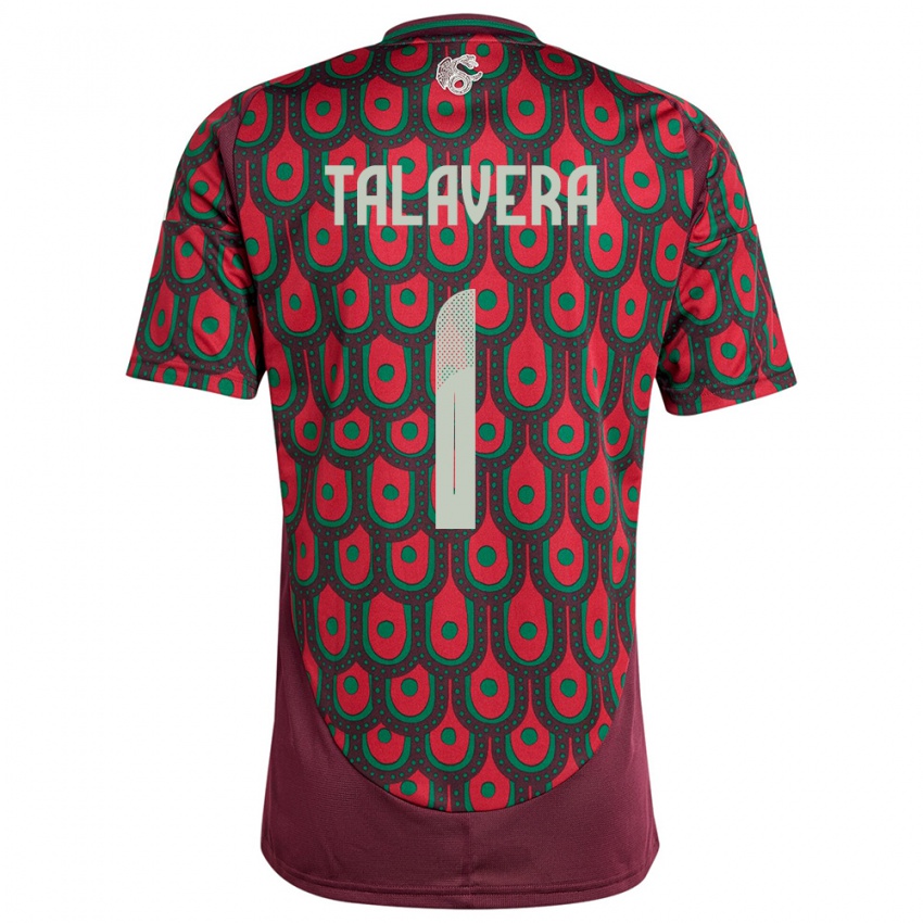 Dame Mexico Alfredo Talavera #1 Rødbrun Hjemmetrøye Drakt Trøye 24-26 Skjorter T-Skjorte