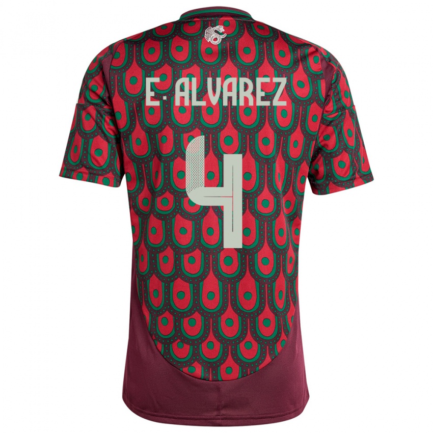 Dame Mexico Edson Alvarez #4 Rødbrun Hjemmetrøye Drakt Trøye 24-26 Skjorter T-Skjorte