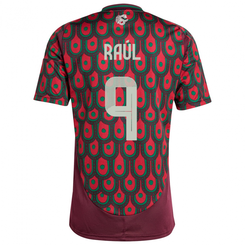 Dame Mexico Raul Jimenez #9 Rødbrun Hjemmetrøye Drakt Trøye 24-26 Skjorter T-Skjorte