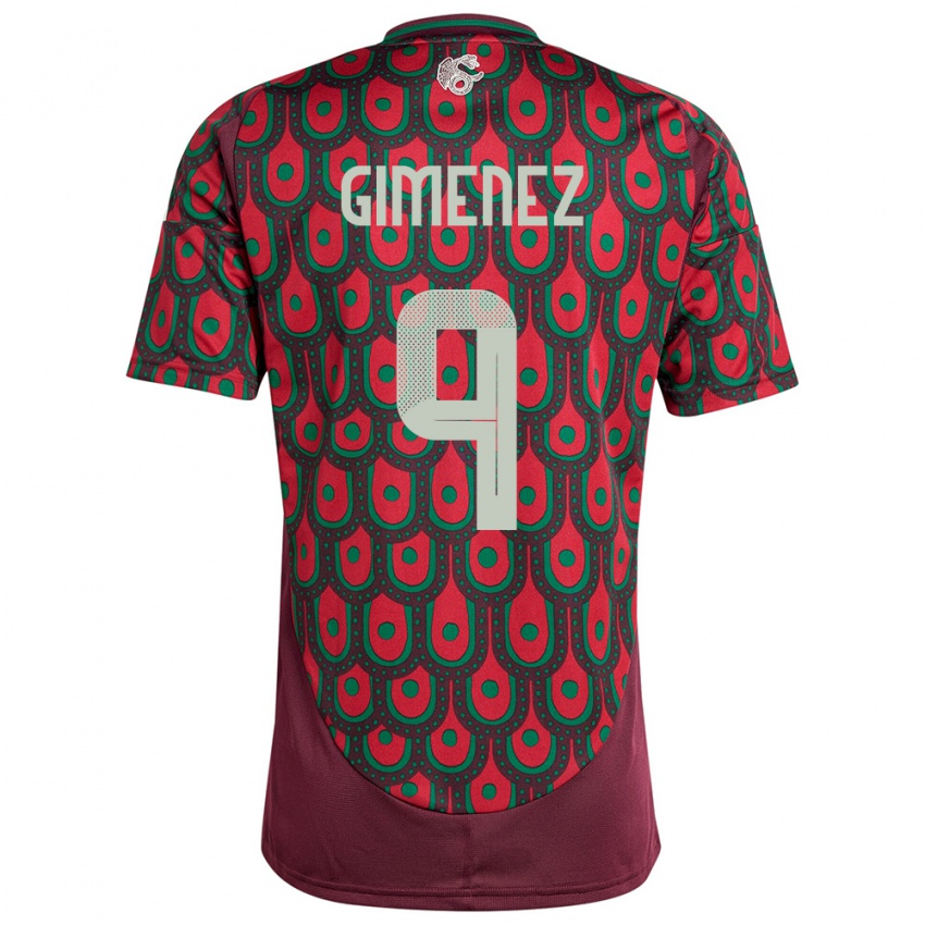 Dame Mexico Santiago Gimenez #9 Rødbrun Hjemmetrøye Drakt Trøye 24-26 Skjorter T-Skjorte