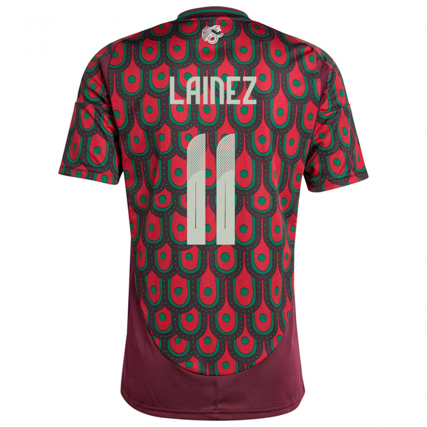 Dame Mexico Diego Lainez #11 Rødbrun Hjemmetrøye Drakt Trøye 24-26 Skjorter T-Skjorte