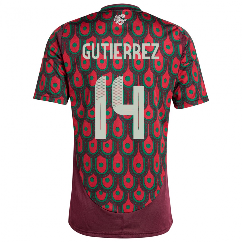 Dame Mexico Erick Gutierrez #14 Rødbrun Hjemmetrøye Drakt Trøye 24-26 Skjorter T-Skjorte